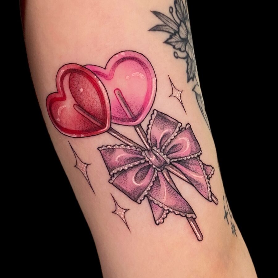 Charming candy heart lollipops tattoo design Tattoo Design