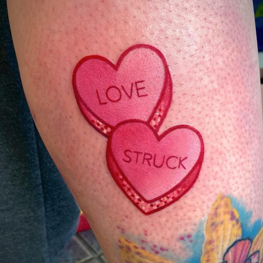 Charming candy heart tattoo design celebrating love Tattoo Design