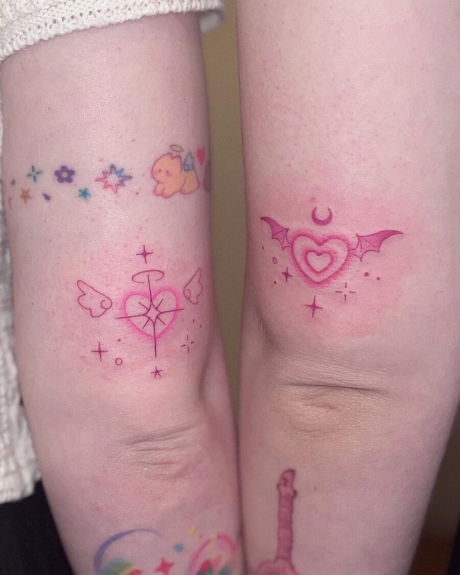 Charming candy heart tattoo designs on arms Tattoo Design