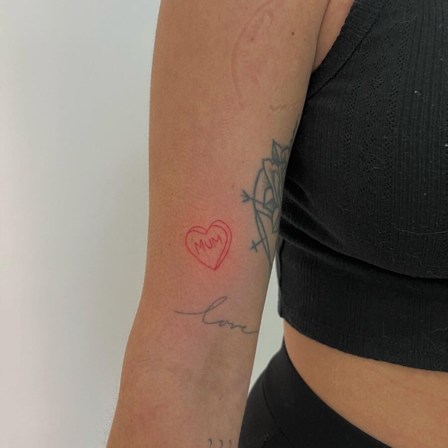 Charming red heart tattoo for mom Tattoo Design
