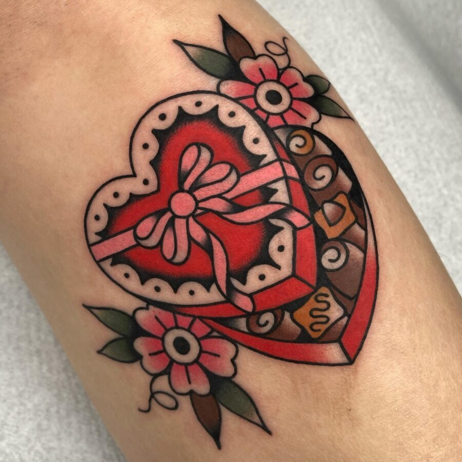 Colorful heart-shaped candy tattoo design Tattoo Design
