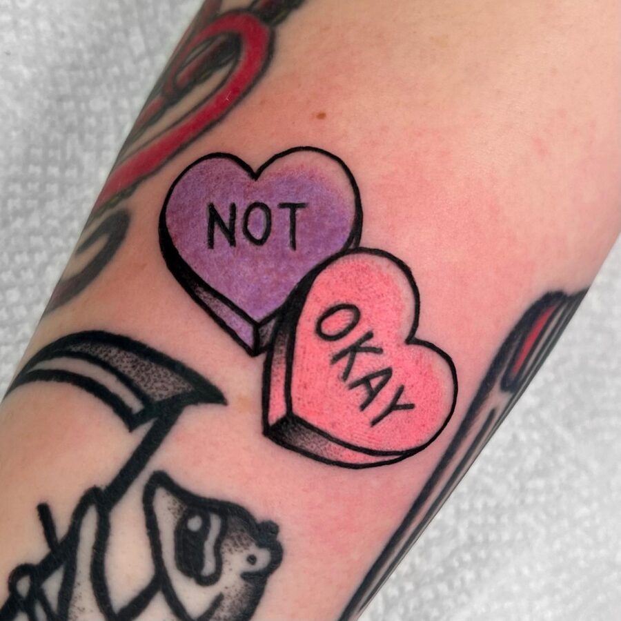 Cute yet edgy candy heart tattoo design Tattoo Design