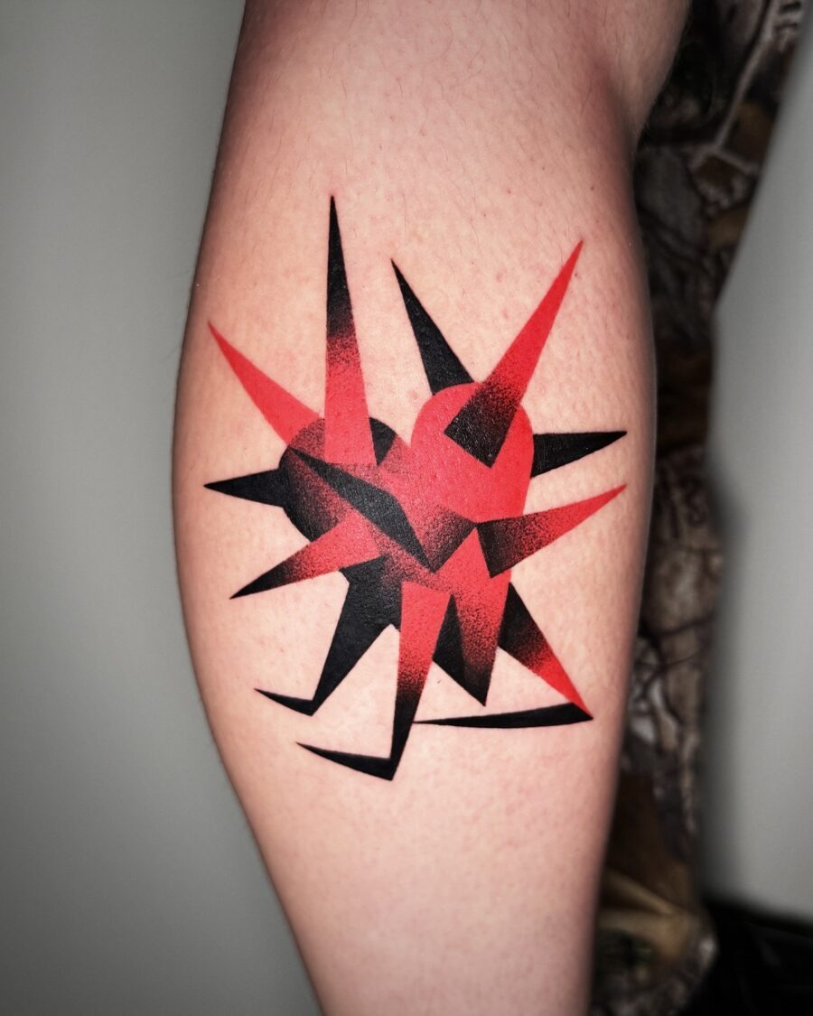 Edgy candy heart tattoo with spikes Tattoo Design