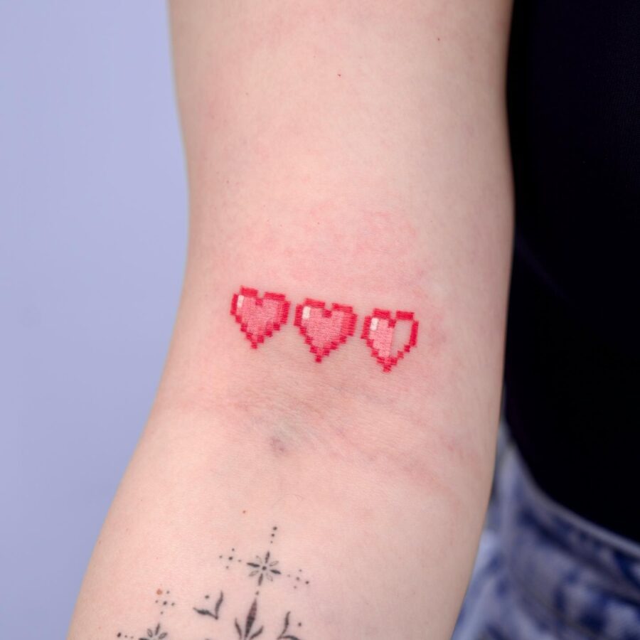 Playful candy heart tattoos with fun phrases Tattoo Design
