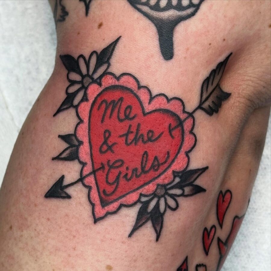 Playful heart tattoo celebrating friendship. Tattoo Design