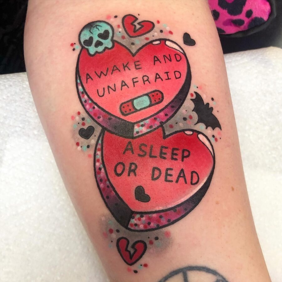 Playful yet edgy candy heart tattoo design Tattoo Design