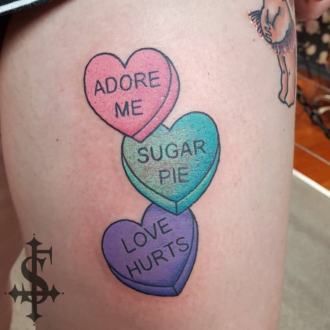 Sweet candy heart tattoo design with playful vibes Tattoo Design