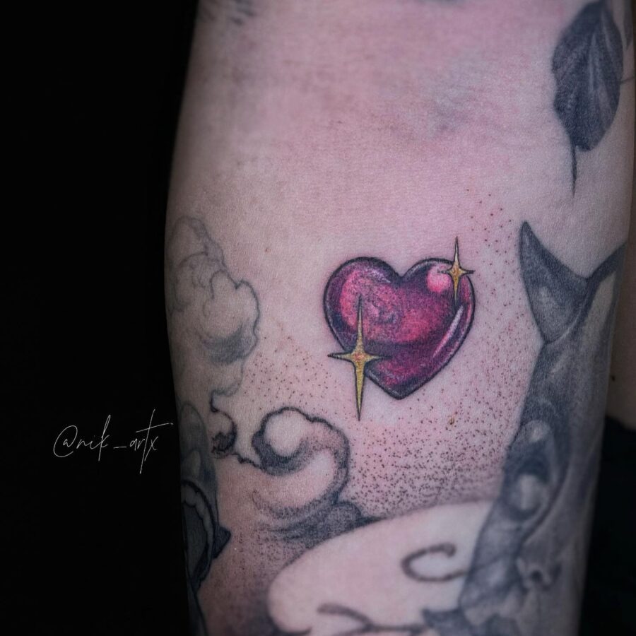 Vibrant candy heart tattoo with shiny accents Tattoo Design