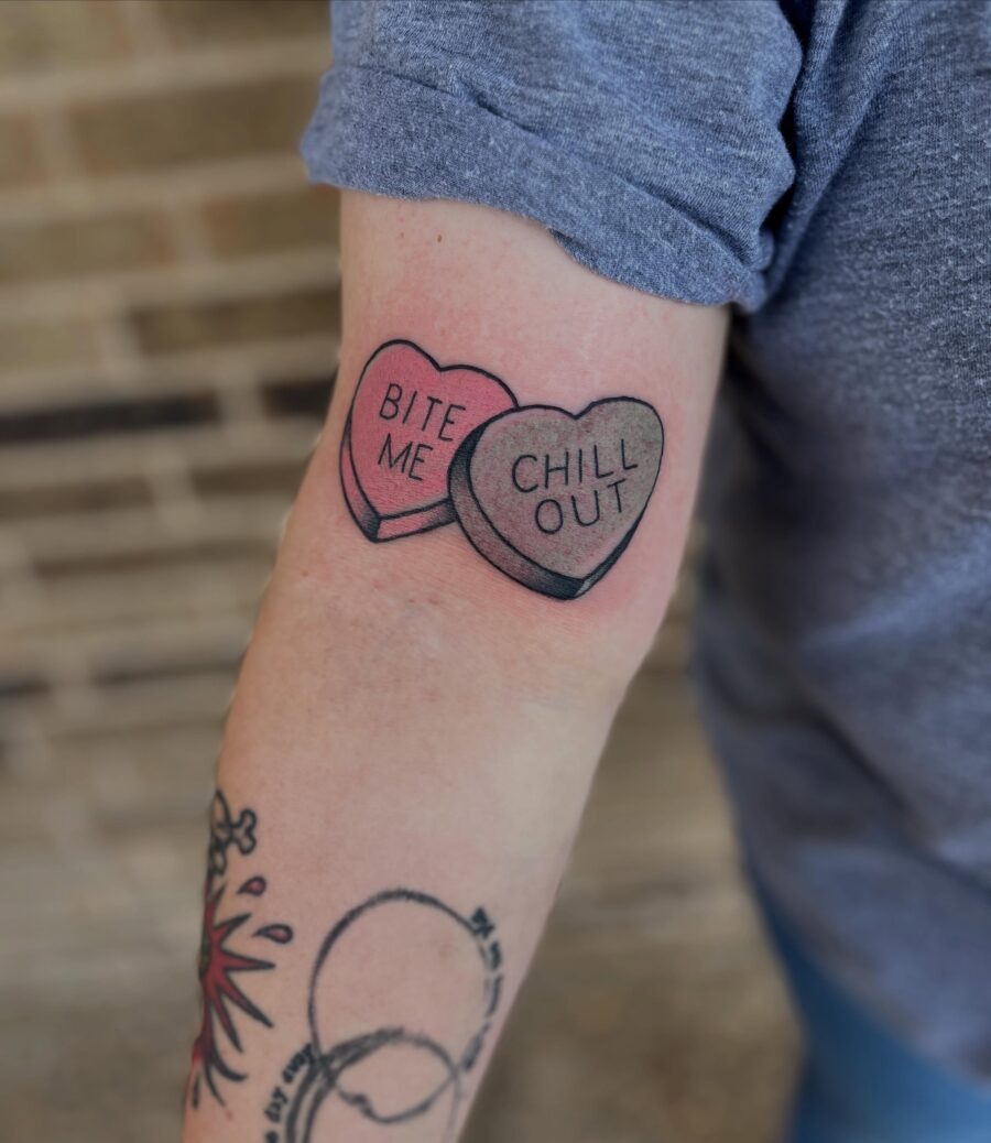 Vibrant red gemstone heart tattoo design Tattoo Design