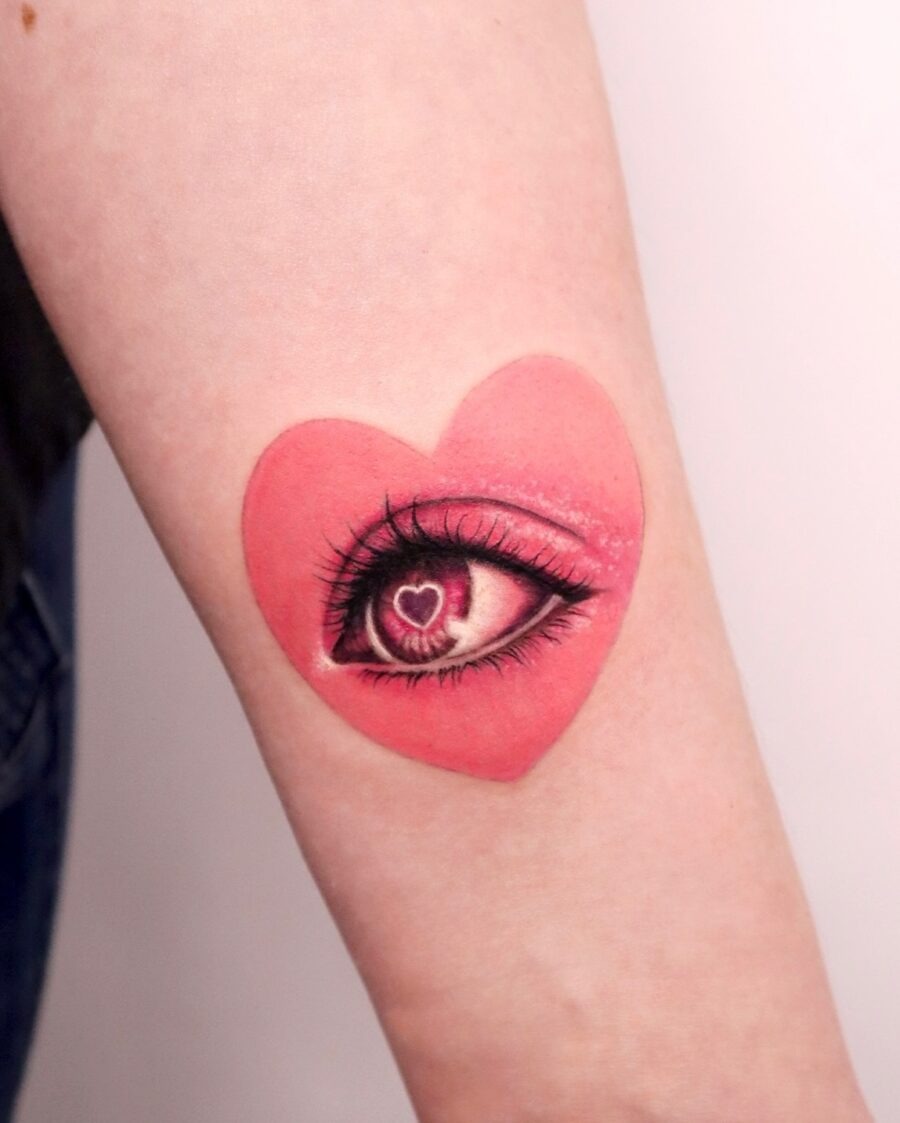 Whimsical heart-shaped eye tattoo design Tattoo Design