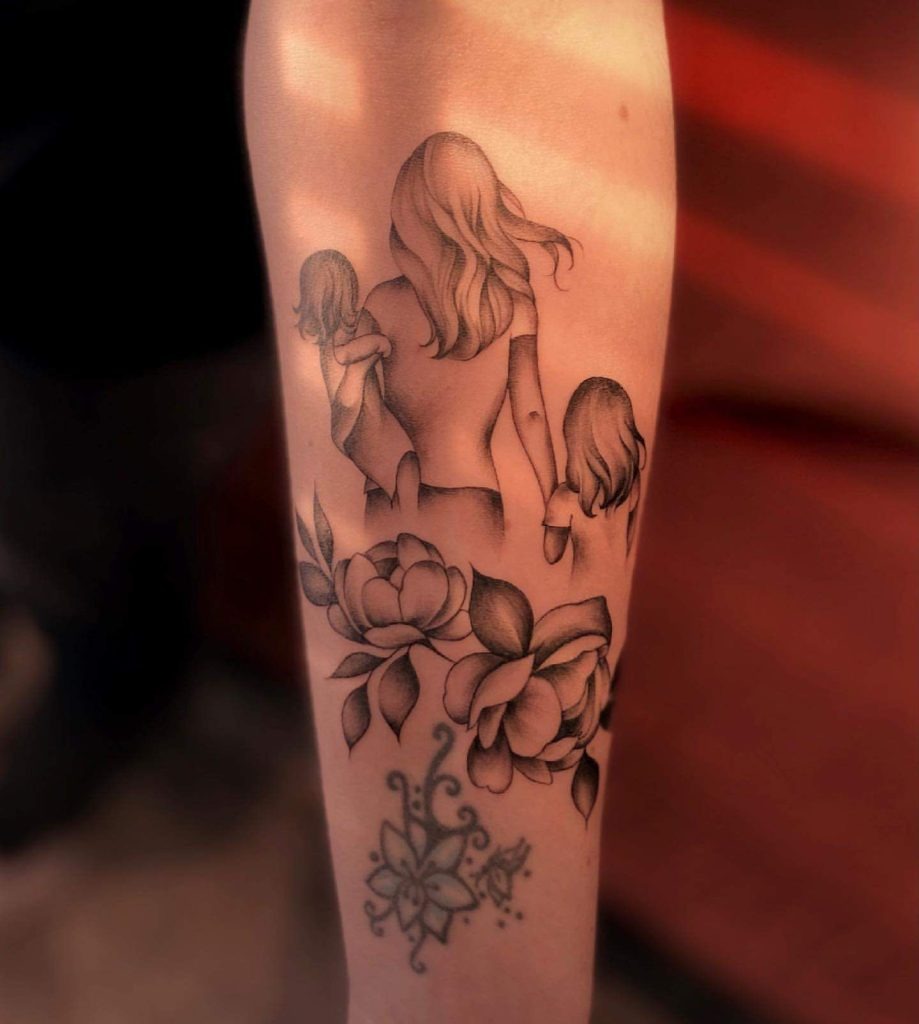 Childlike Charm: Stick Figure Siblings Tattoo Design