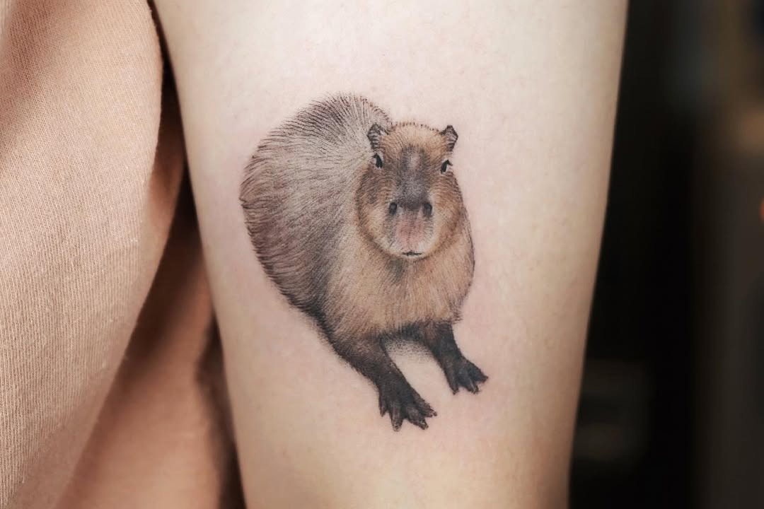 Adorable and realistic capybara tattoo design Tattoo Design