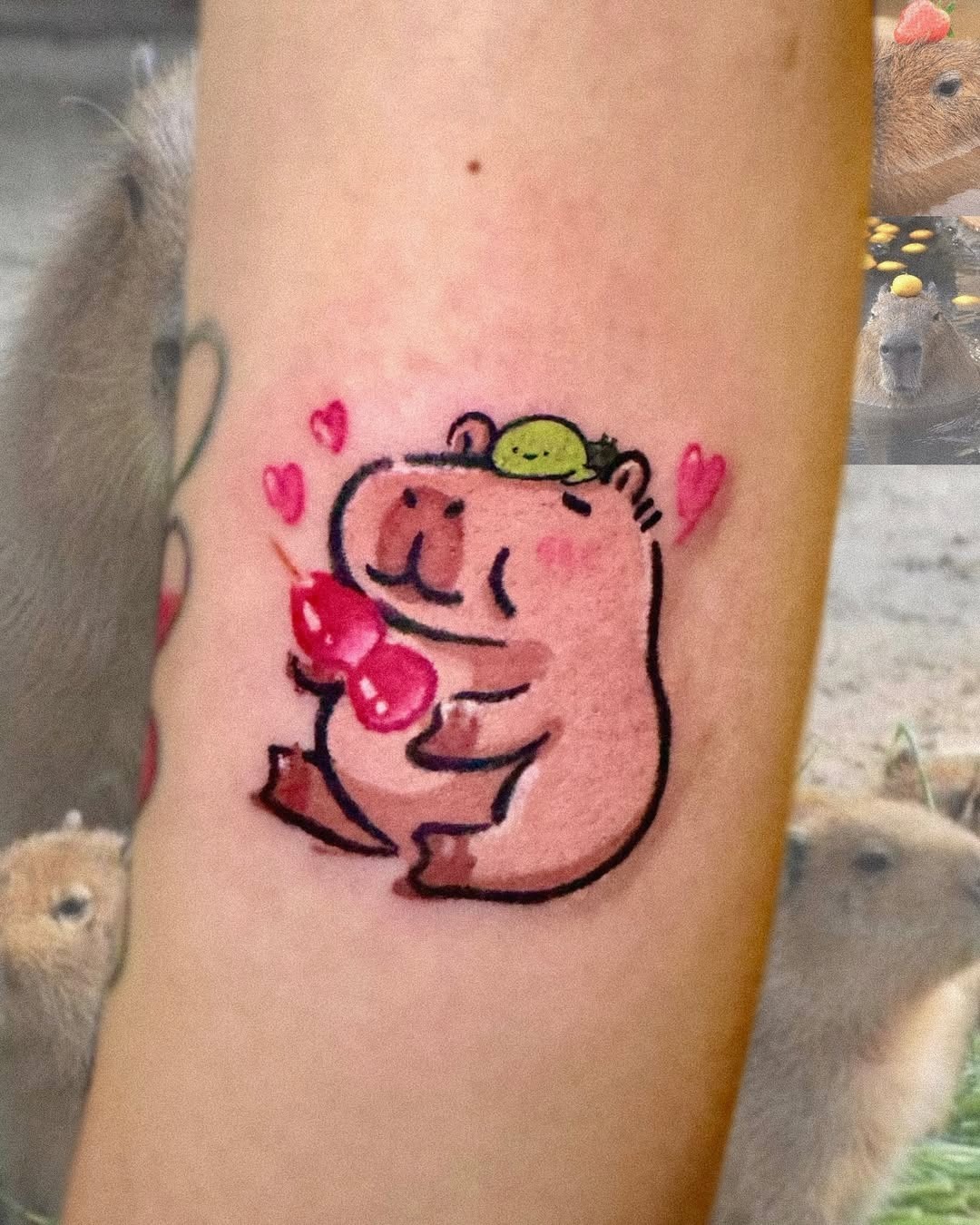 Adorable capybara tattoo exuding love and joy Tattoo Design