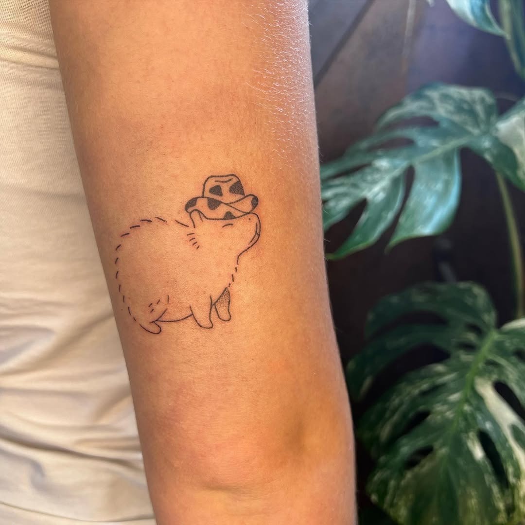 Adorable Capybara Tattoo with a Cowboy Hat Tattoo Design