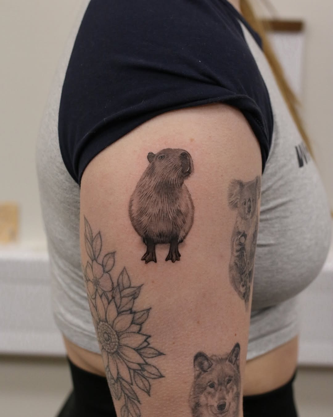 Charming capybara tattoo on display Tattoo Design