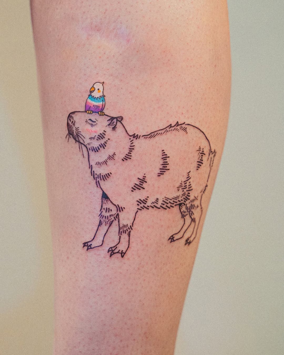 Charming Capybara Tattoo with a Playful Twist Tattoo Design