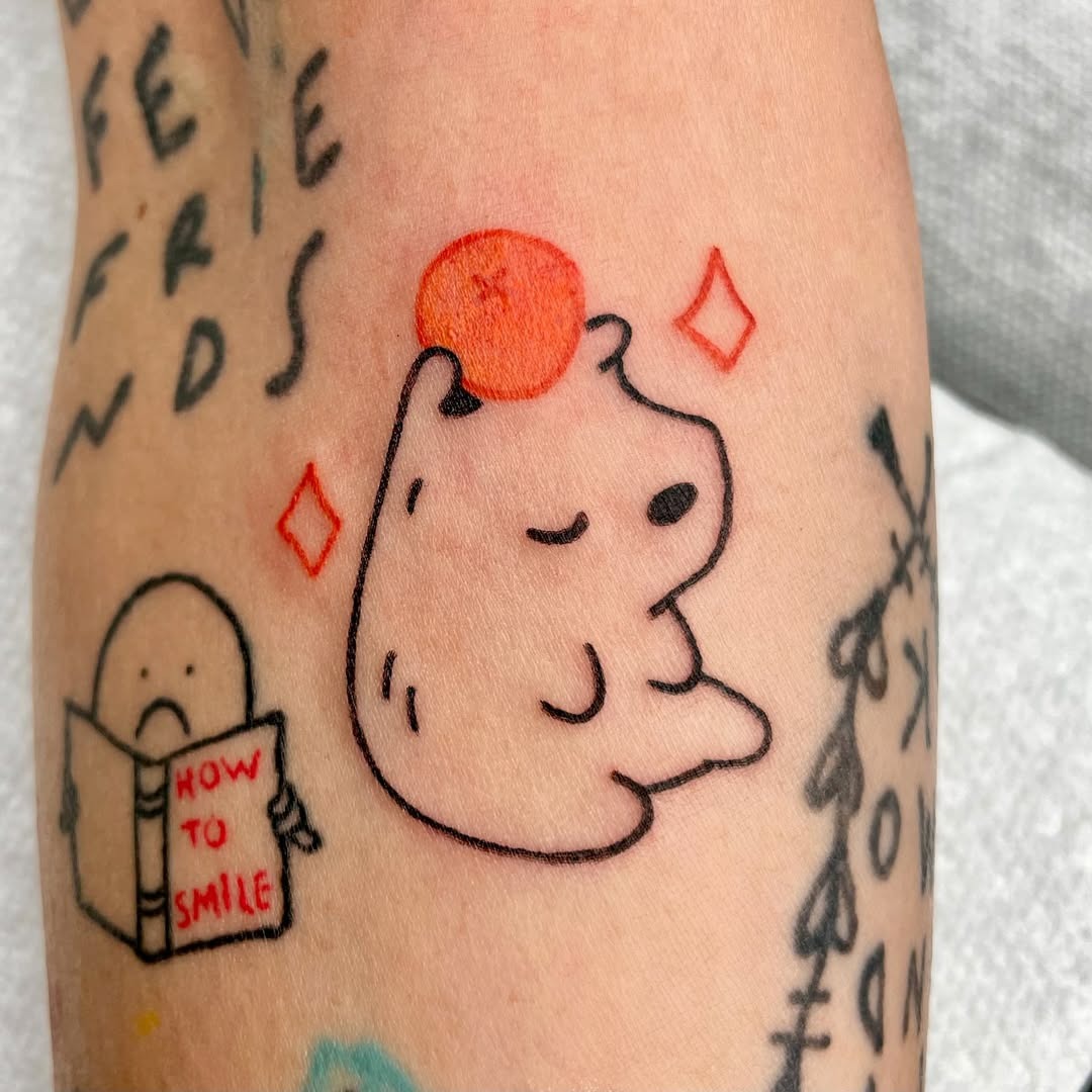 Cute capybara tattoo with a playful vibe Tattoo Design