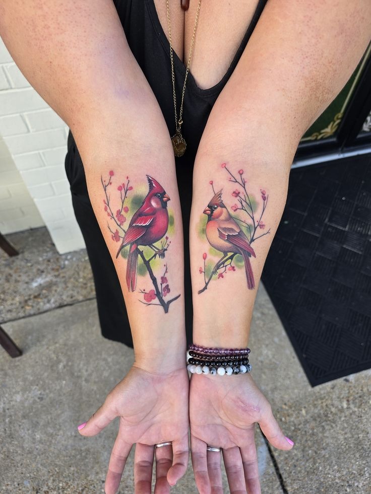 Matching Male and Female Cardinal Tattoos Tattoo Design