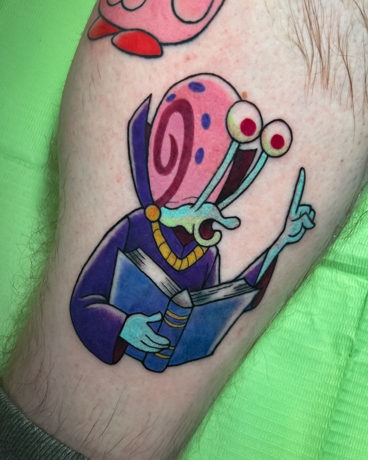 Flower SpongeBob and Ballet Squidward Matching Pair Tattoo Design