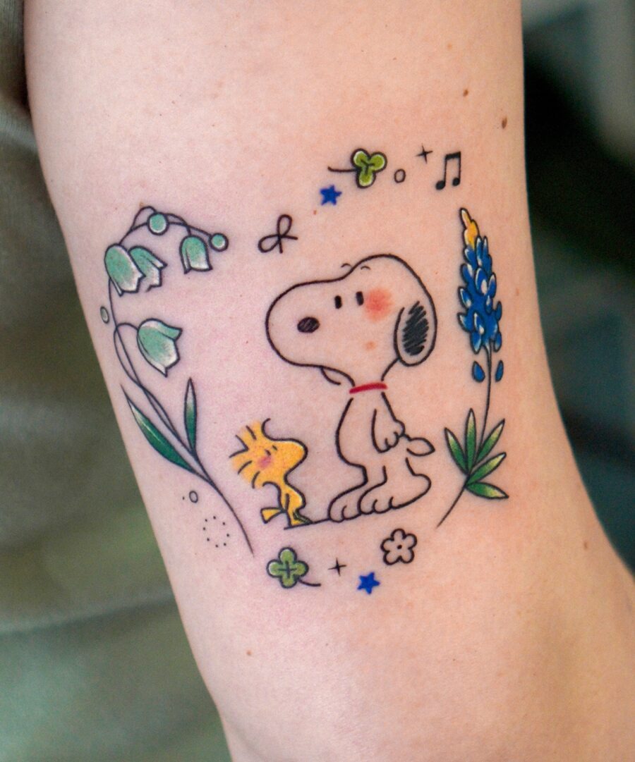 Charming Snoopy and Woodstock Tattoo Design Tattoo Design