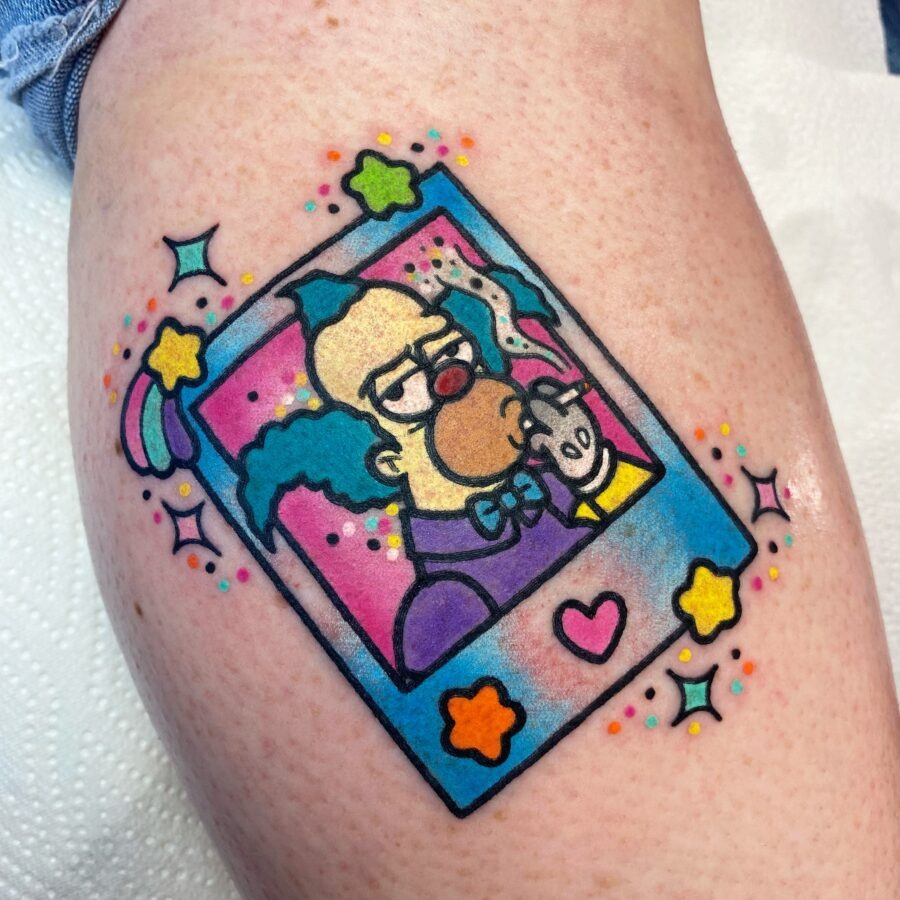 Colorful cartoon tattoo with a nostalgic touch Tattoo Design