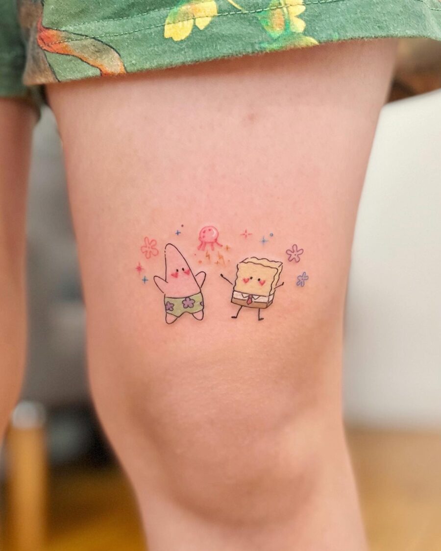 Colorful SpongeBob and Patrick tattoo design Tattoo Design