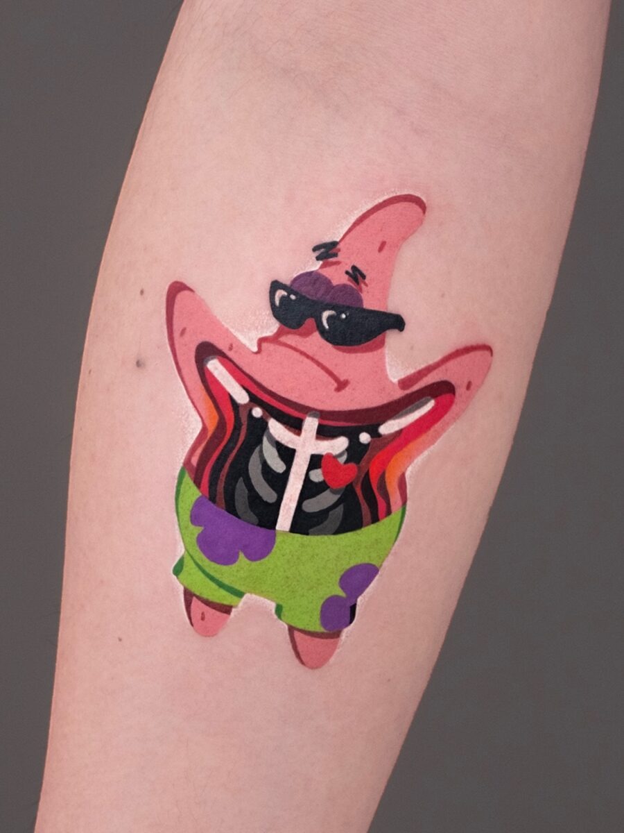 Patrick Star tattoo with a funky twist Tattoo Design