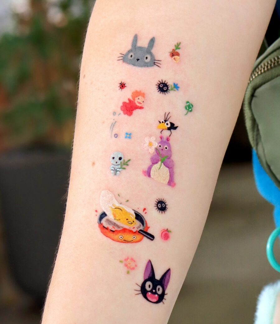 Playful Cartoon Tattoos with Whimsical Characters Tattoo Design