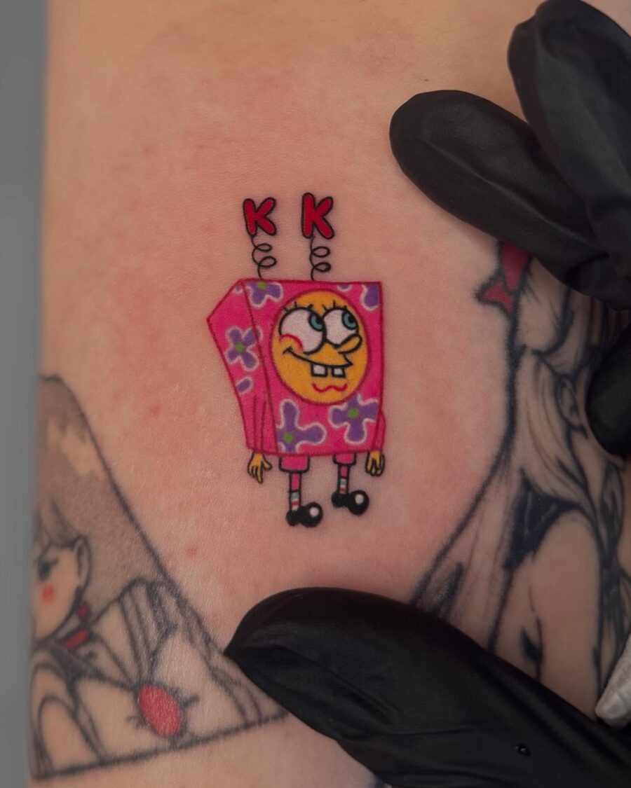 Playful SpongeBob SquarePants Tattoo Delight Tattoo Design