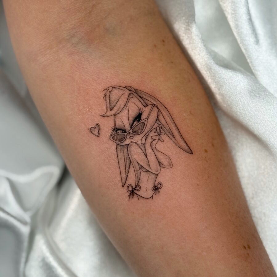 Stylish cartoon bunny character tattoo design Tattoo Design