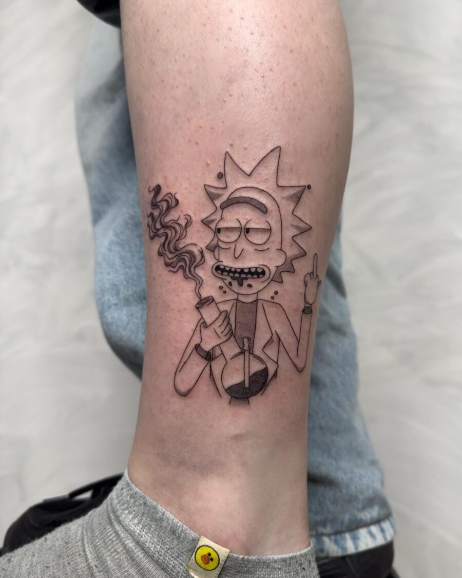 Stylized Rick Sanchez from popular animated series Tattoo Design
