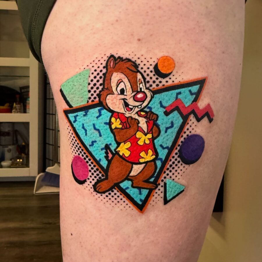 Vibrant Cartoon Character Tattoo for Fun Vibes Tattoo Design