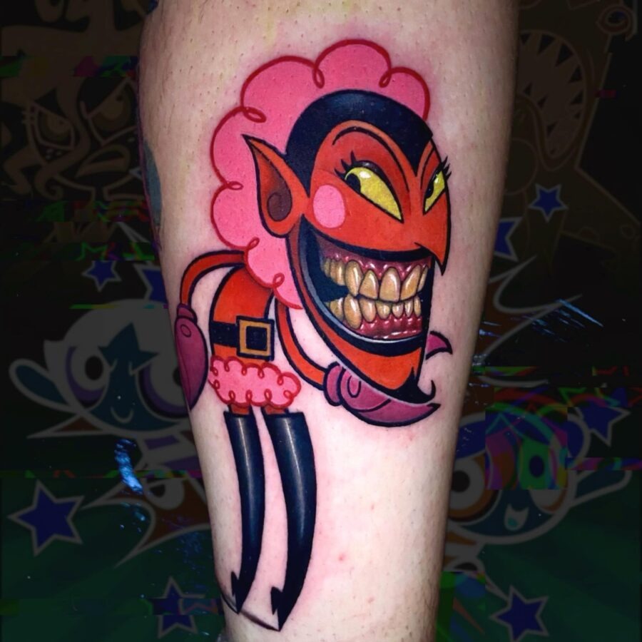 Vibrant cartoon evil character tattoo design Tattoo Design
