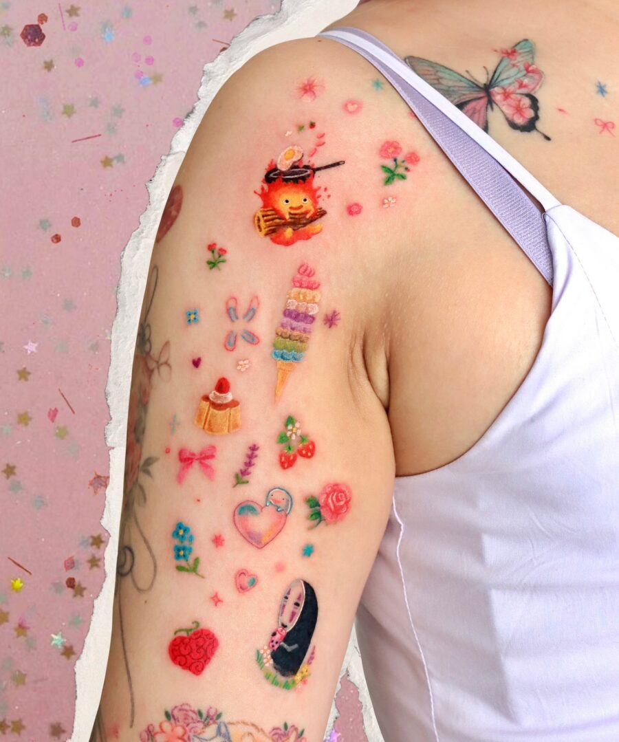 Vibrant Kawaii Cartoon Tattoo Collection Tattoo Design
