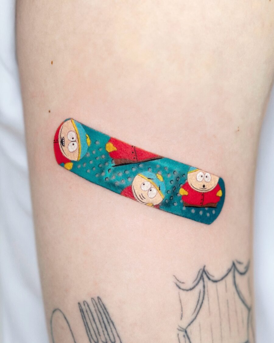 Vibrant South Park Band-Aid Cartoon Tattoo Tattoo Design