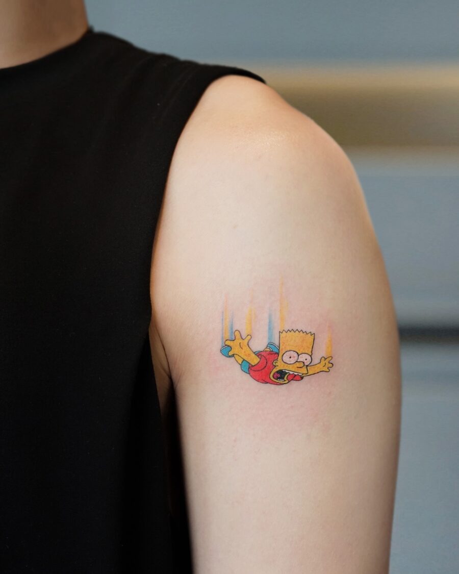 Whimsical Bart Simpson Tattoo in Motion Tattoo Design