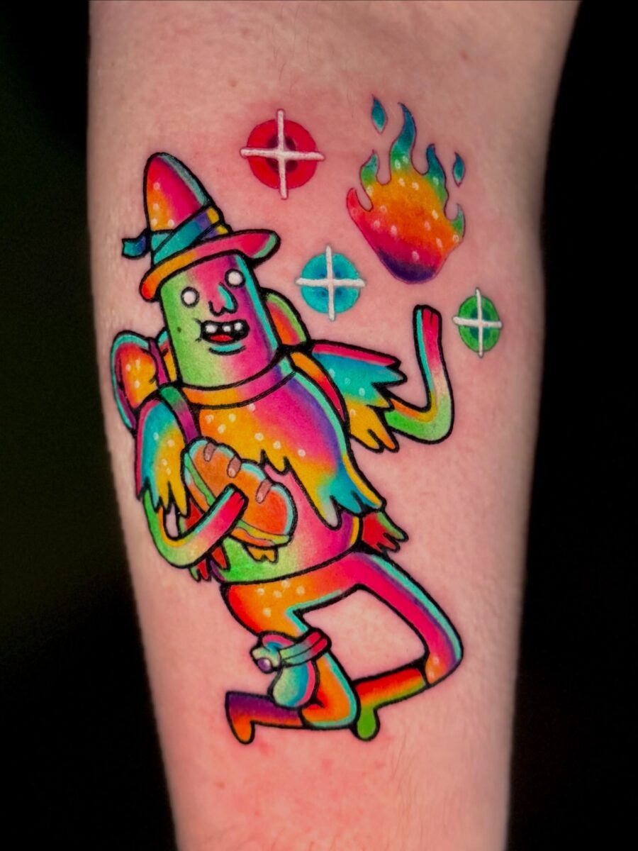 Whimsical Cartoon Tattoo Full of Color Tattoo Design