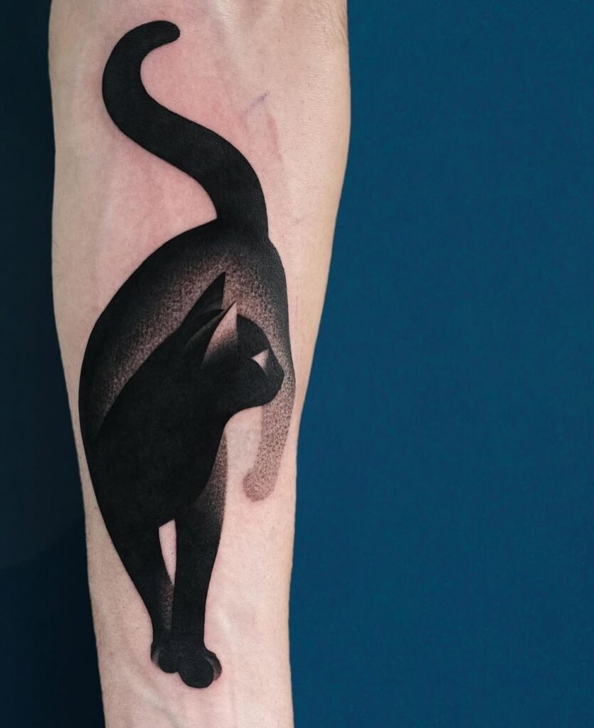 Bold Shadow Cat Silhouette Tattoo Tattoo Design
