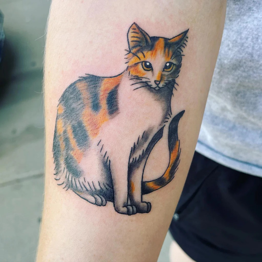 Calico Cat Tattoo - Vibrant and Lifelike Design Tattoo Design