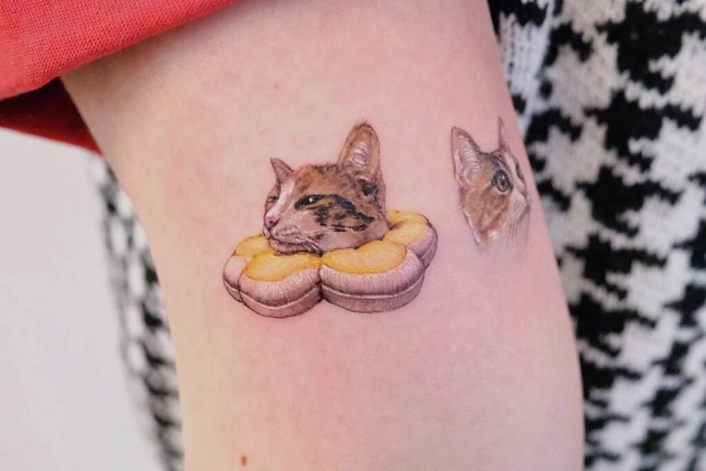 Cat in Donut Tattoo Tattoo Design