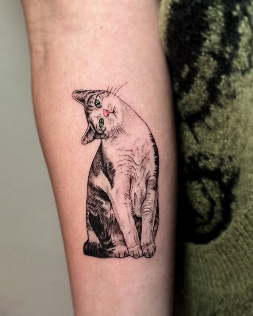 Curious Cat Portrait Tattoo Tattoo Design