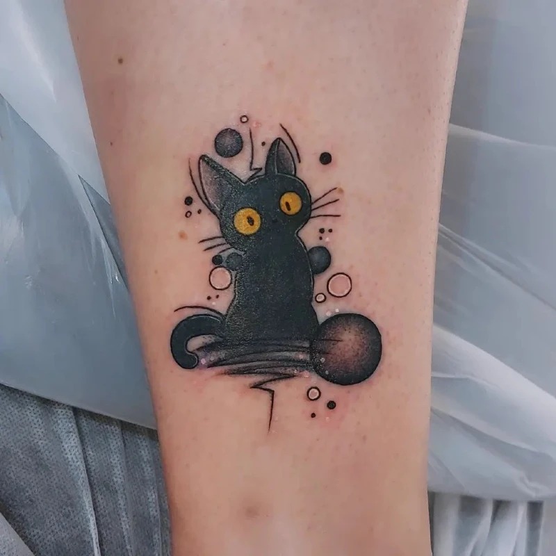 Curious Cosmic Cat Tattoo Tattoo Design