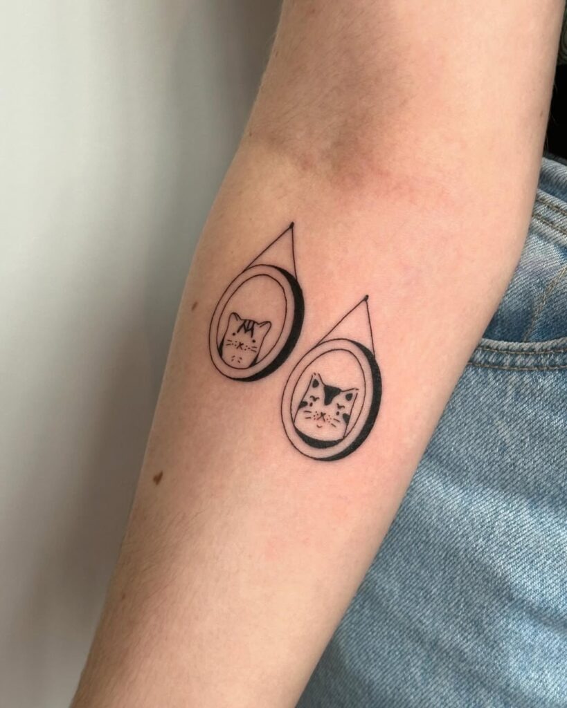 Dual Cosmos Cats Tattoo Design