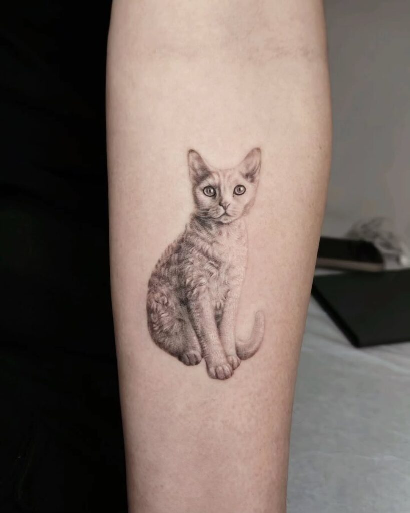 Elegant Sitting Cat Tattoo Tattoo Design
