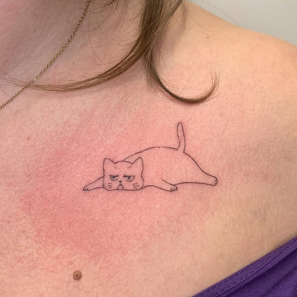 Grumpy Laying Cat Tattoo Tattoo Design
