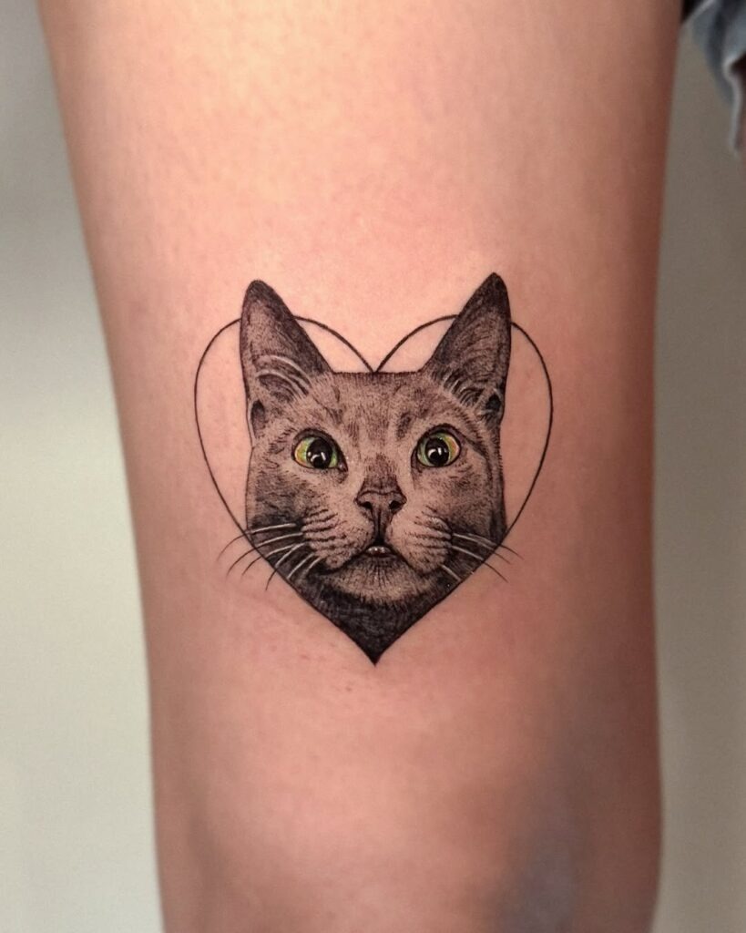 Heart Cat Portrait Tattoo Tattoo Design