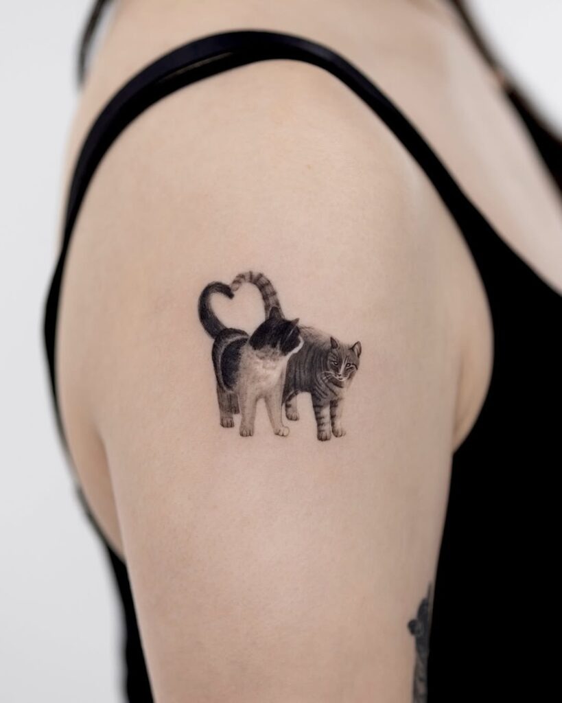Heart-Tail Cats Tattoo Tattoo Design