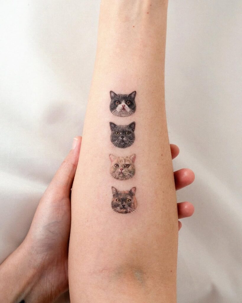 Multi-Cat Portrait Tattoo Tattoo Design