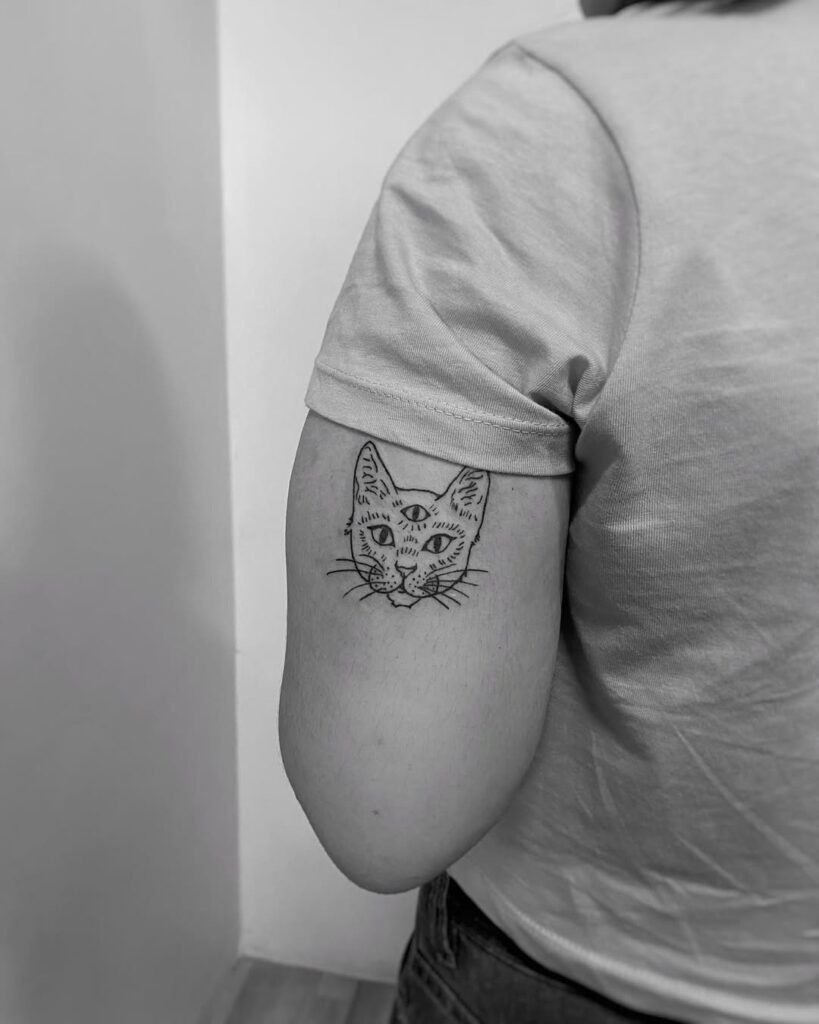 Mystical Third-Eye Cat Tattoo Tattoo Design