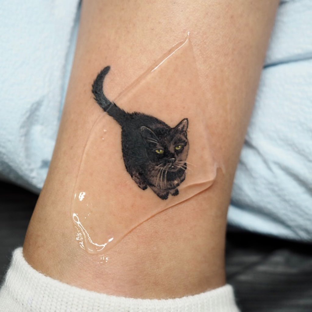 Realistic Black Cat Tattoo Tattoo Design